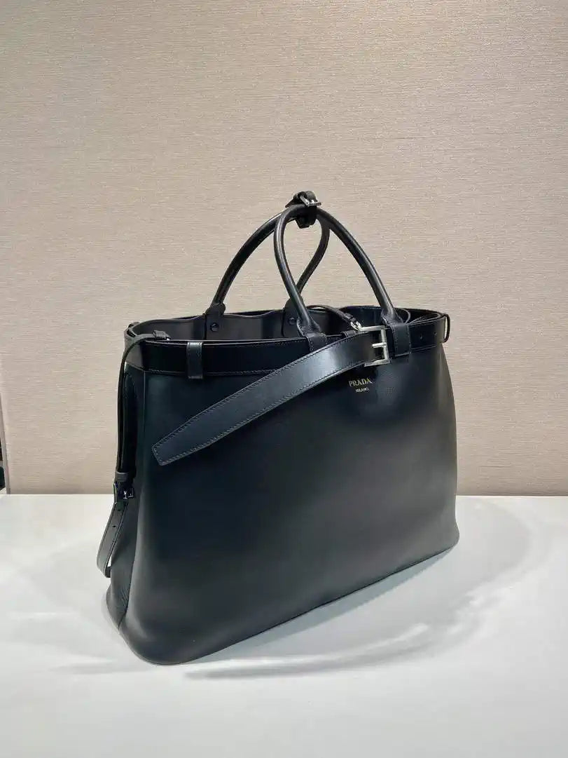 Prada Buckle leather bag with belt 2VG126 Black