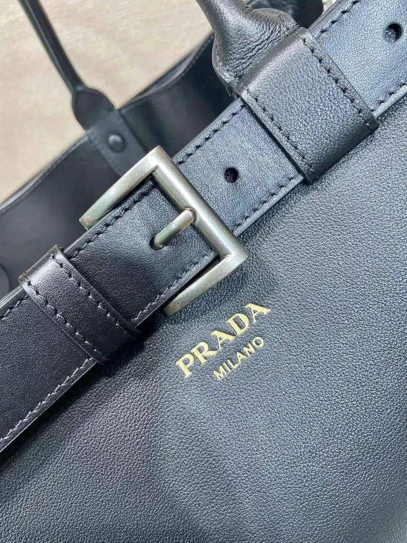 Prada Buckle leather bag with belt 2VG126 Black