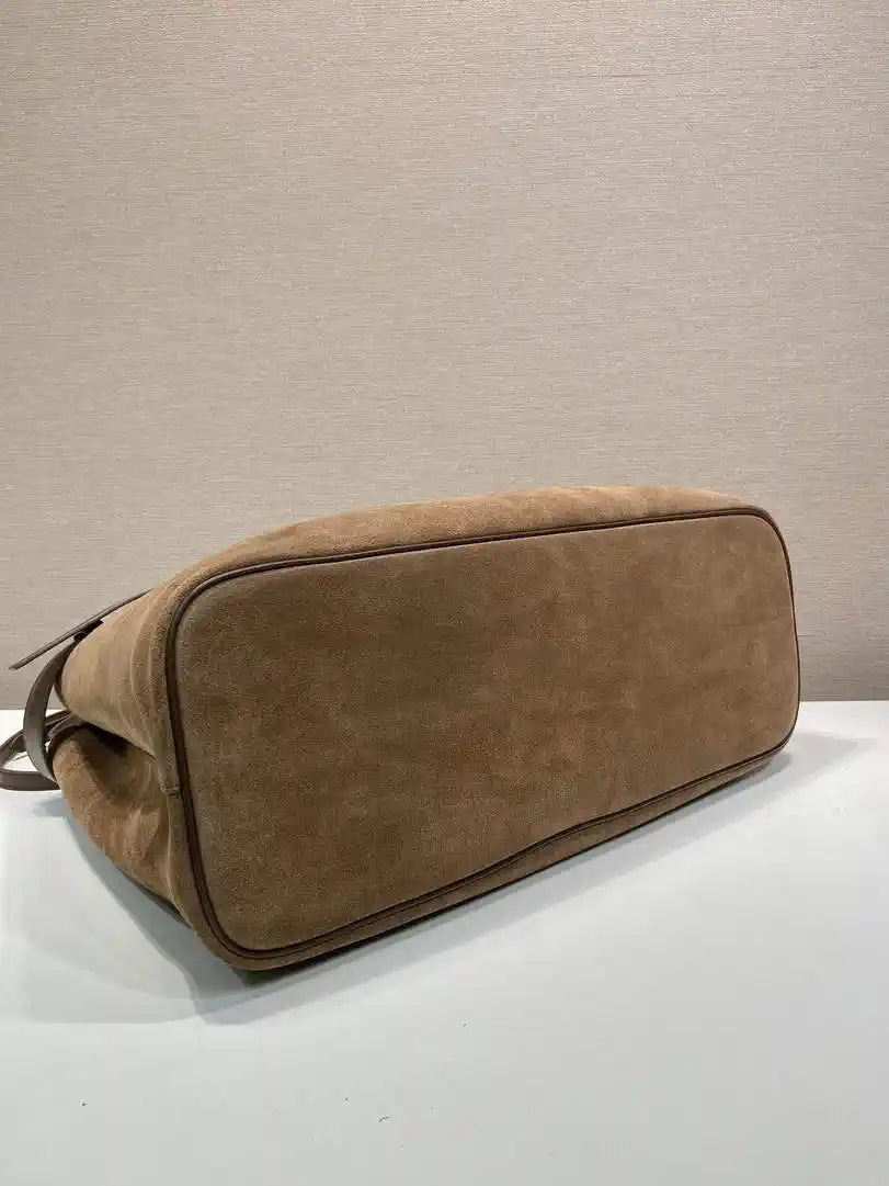Prada Buckle Suede leather bag with belt 2VG126 Brown