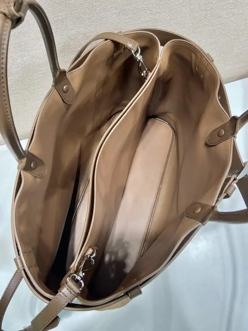 Prada Buckle Suede leather bag with belt 2VG126 Brown