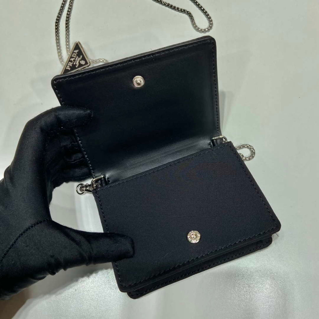 Prada Cardholder with shoulder strap and sequins 1MR024 Black