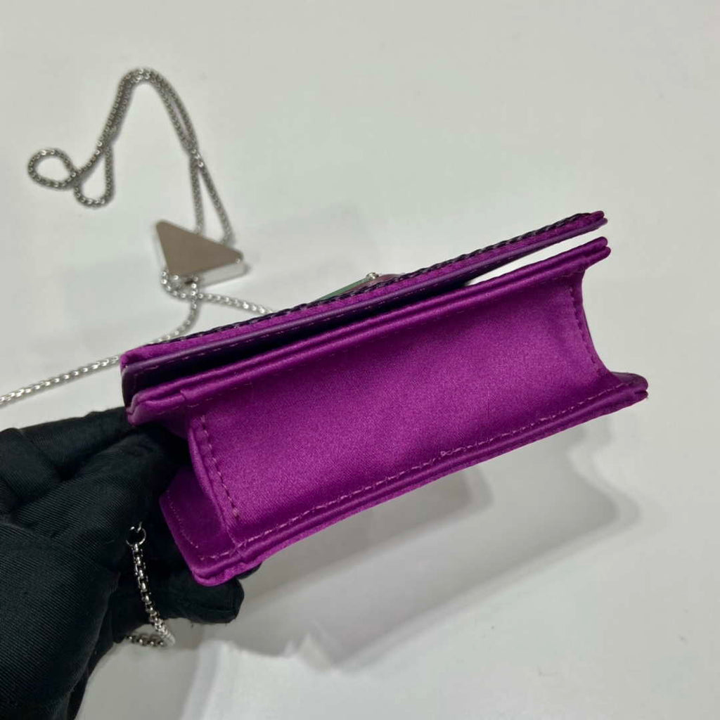 Prada Cardholder with shoulder strap and sequins 1MR024 Purple