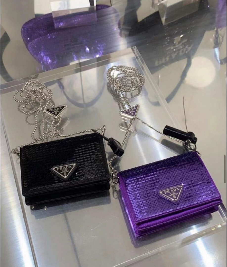 Prada Cardholder with shoulder strap and sequins 1MR024 Purple - Default Title - View 10