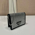 Prada Crystal-studded card holder with shoulder strap 1MR024 Black Crystal - Default Title - View 1