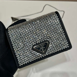 Prada Crystal-studded card holder with shoulder strap 1MR024 Black Crystal - Default Title - View 3