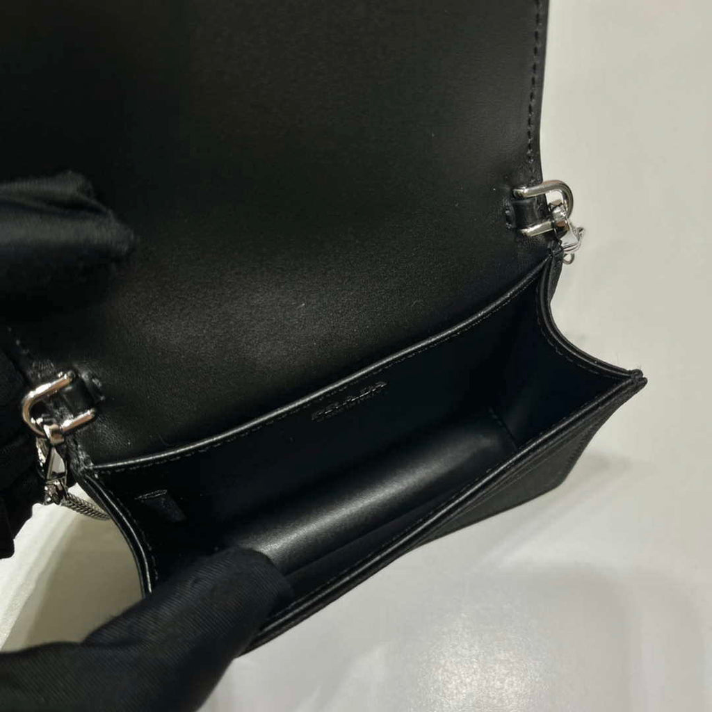 Prada Crystal-studded card holder with shoulder strap 1MR024 Black Crystal