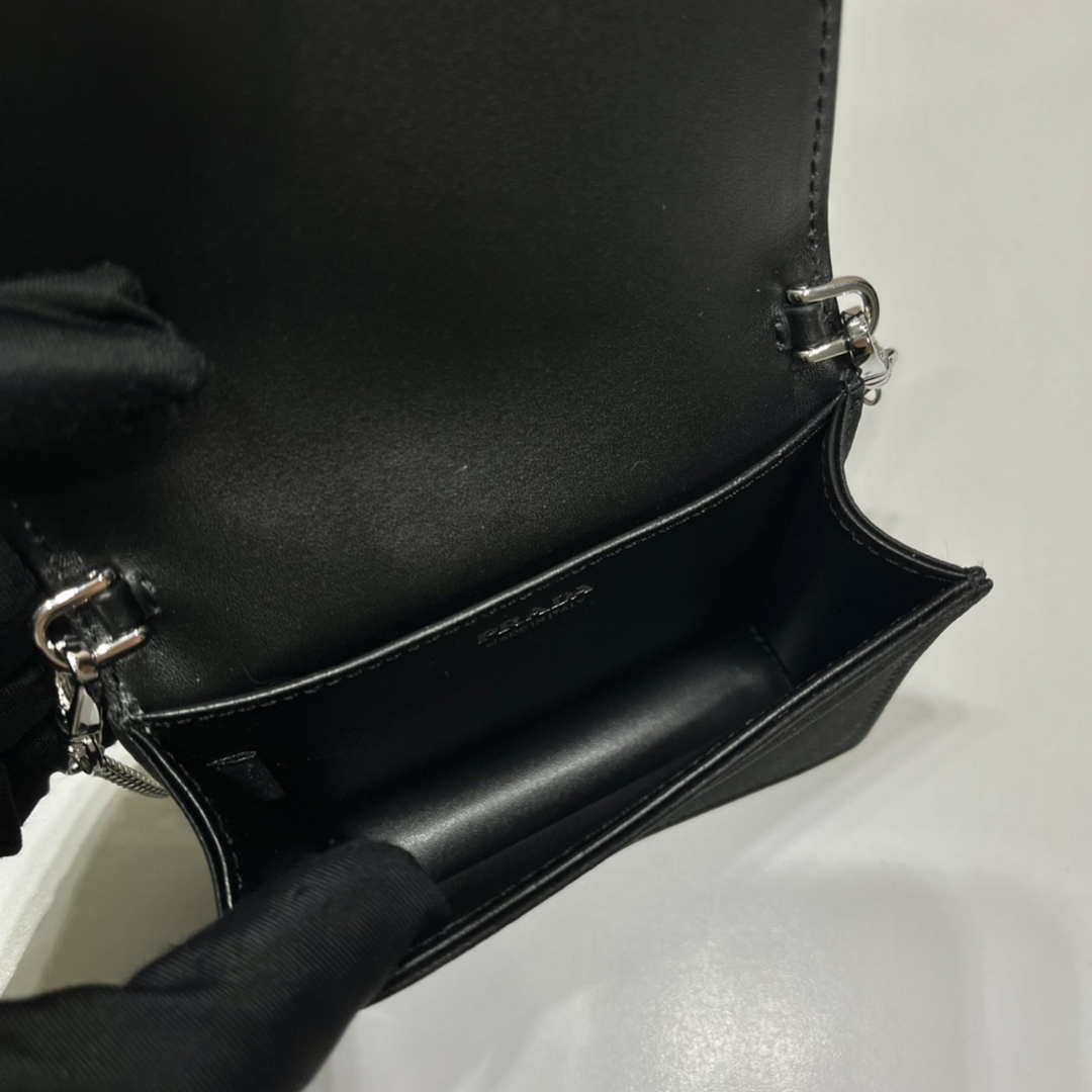 Prada Crystal-studded card holder with shoulder strap 1MR024 Black Crystal