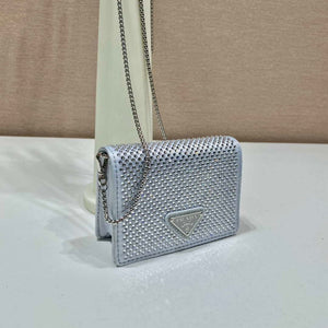 Prada Crystal-studded card holder with shoulder strap 1MR024 White Crystal - Default Title - View 2