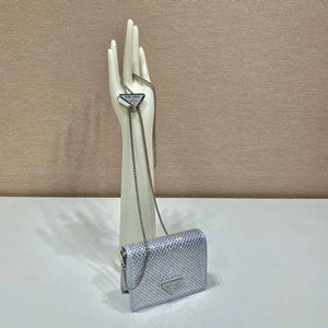 Prada Crystal-studded card holder with shoulder strap 1MR024 White Crystal - Default Title - View 3