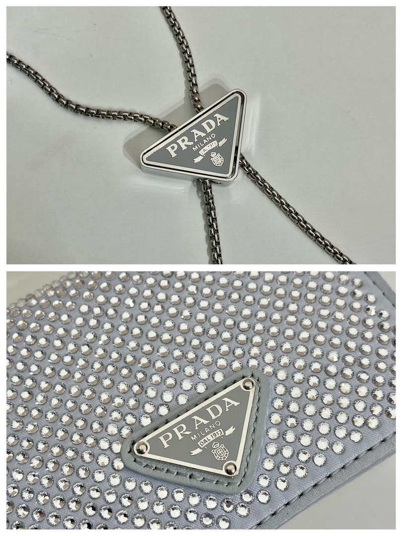 Prada Crystal-studded card holder with shoulder strap 1MR024 White Crystal - Default Title - View 5
