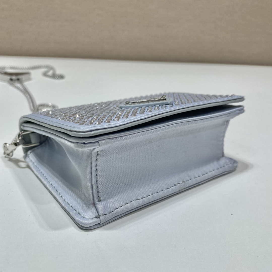 Prada Crystal-studded card holder with shoulder strap 1MR024 White Crystal - Default Title - View 7