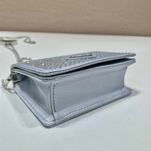 Prada Crystal-studded card holder with shoulder strap 1MR024 White Crystal - Default Title - View 7