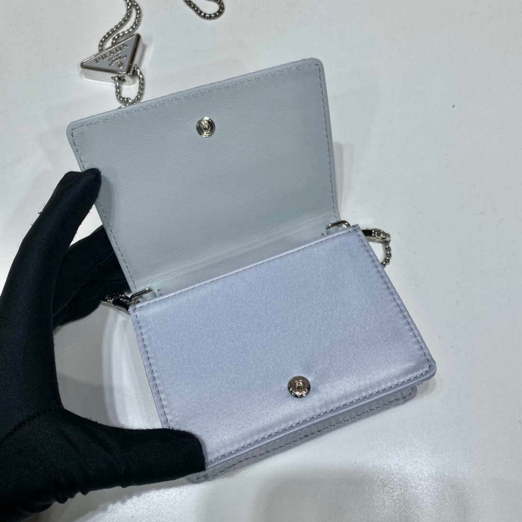 Prada Crystal-studded card holder with shoulder strap 1MR024 White Crystal