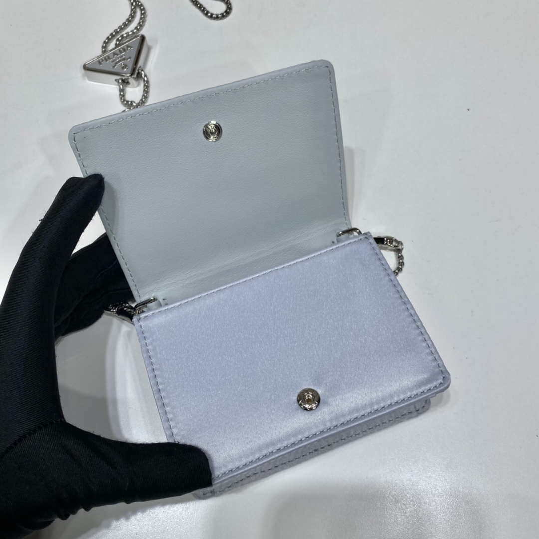 Prada Crystal-studded card holder with shoulder strap 1MR024 White Crystal