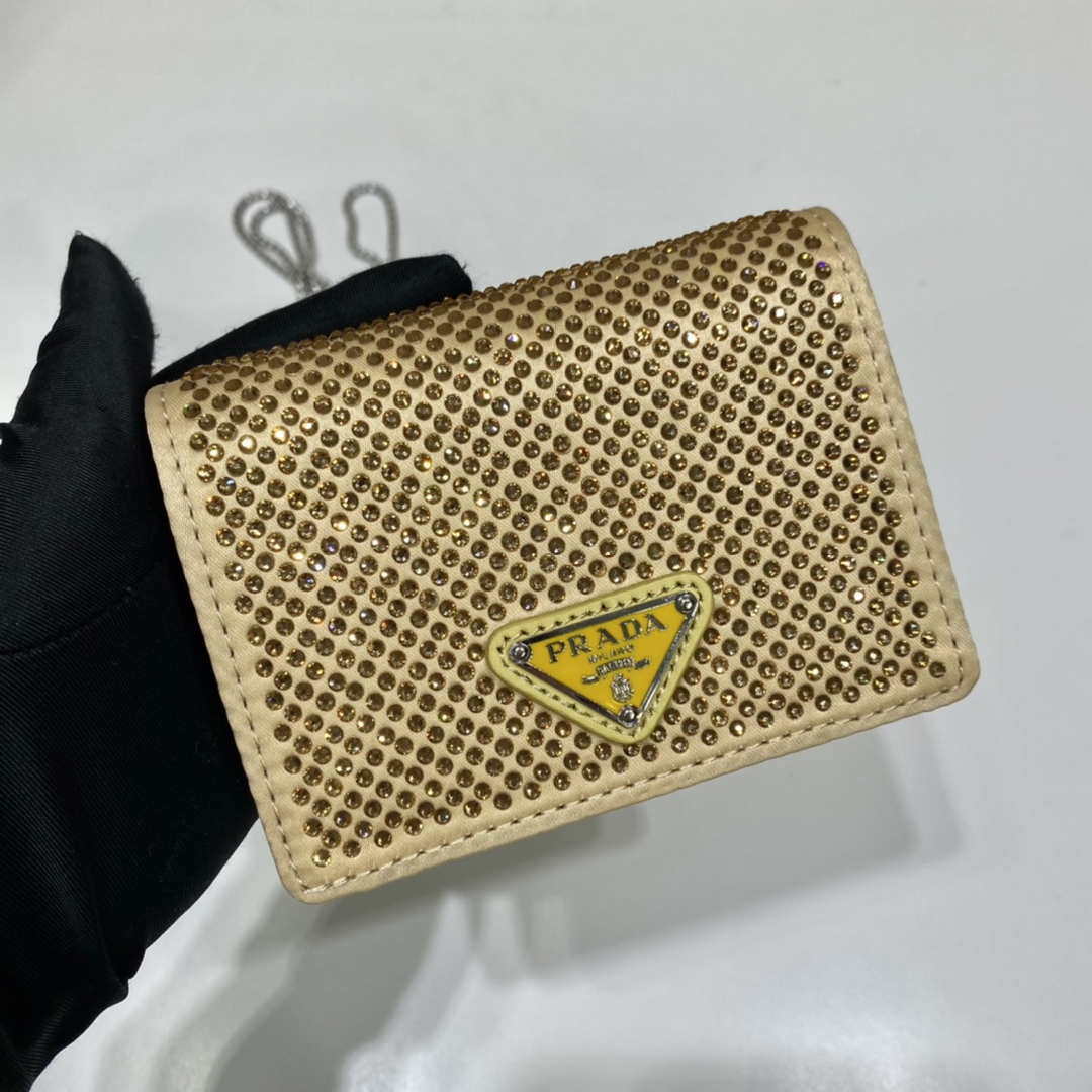 Prada Crystal-studded card holder with shoulder strap 1MR024 Yellow Crystal - Default Title - View 4