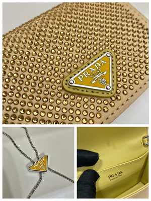 Prada Crystal-studded card holder with shoulder strap 1MR024 Yellow Crystal - Default Title - View 9