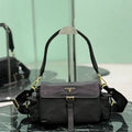 Prada Explore medium Lambskin leather shoulder bag with flap 1BD394 Black