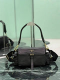 Prada Explore medium Lambskin leather shoulder bag with flap 1BD394 Black
