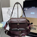 Prada Explore medium nappa leather shoulder bag with flap 1BD394 Dark Red