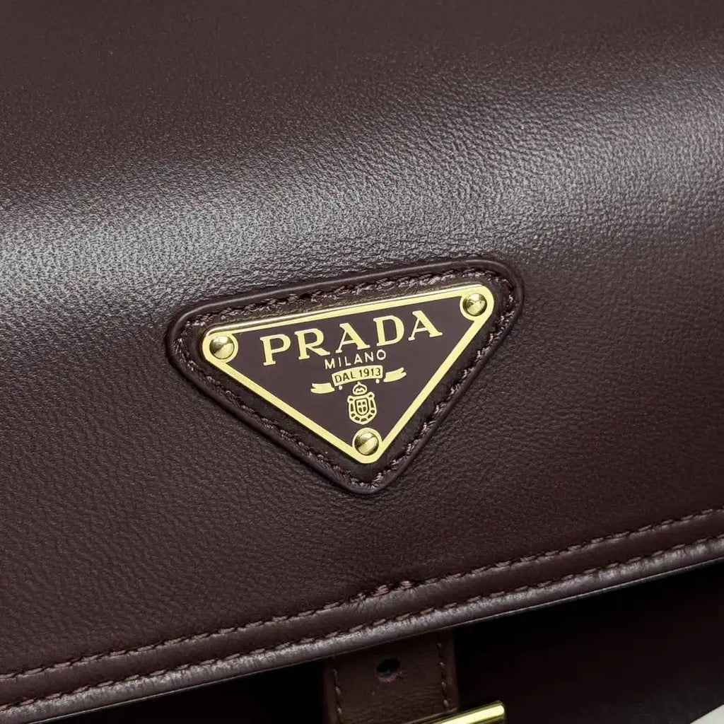 Prada Explore medium nappa leather shoulder bag with flap 1BD394 Dark Red