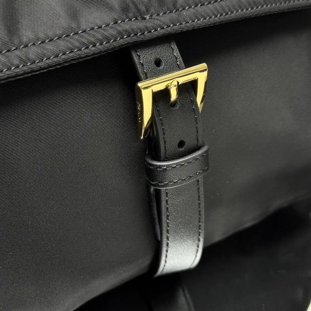 Prada Explore medium nylon shoulder bag with flap 1BD394 Black