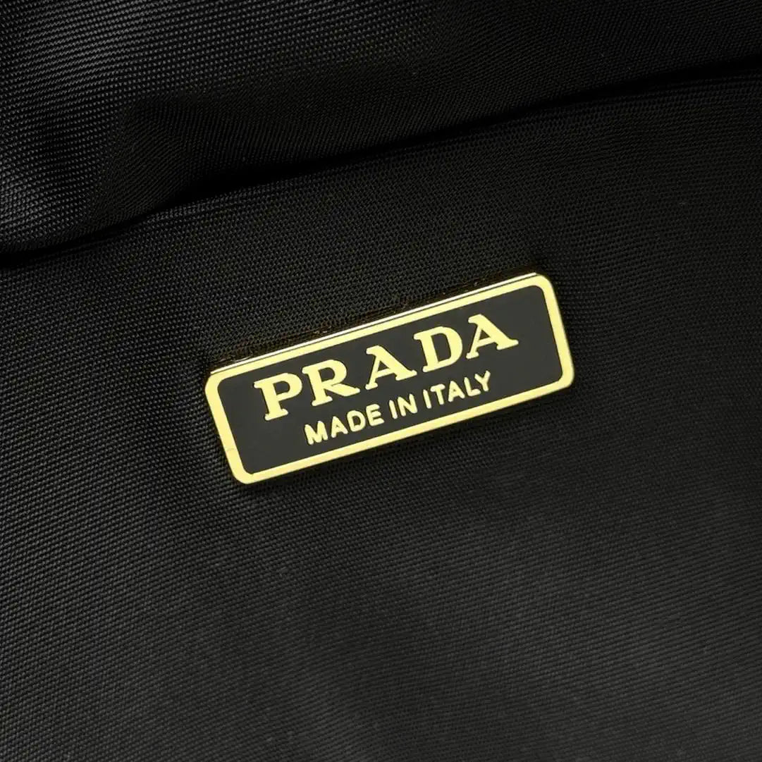Prada Explore medium nylon shoulder bag with flap 1BD394 Black