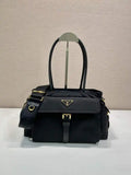 Prada Explore medium Re-Nylon and leather tote bag 1BG596 Black