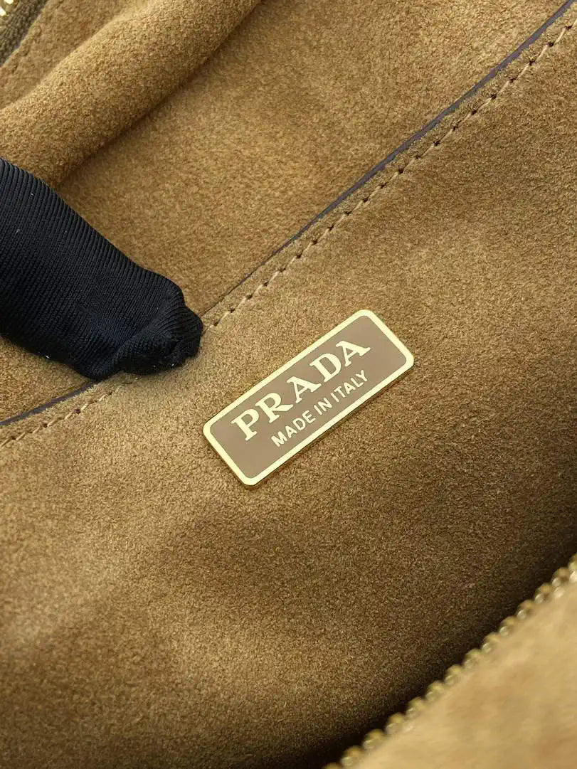Prada Explore medium suede leather tote bag 1BG596 Brown
