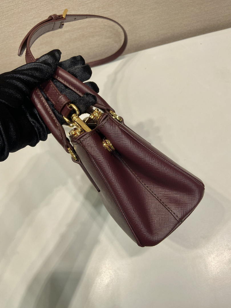 Prada Galleria mini Saffiano leather bag 1BA916 Wine Red