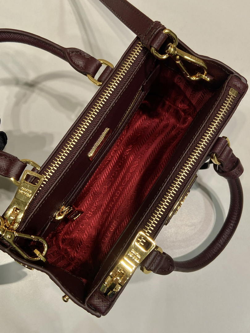 Prada Galleria mini Saffiano leather bag 1BA916 Wine Red