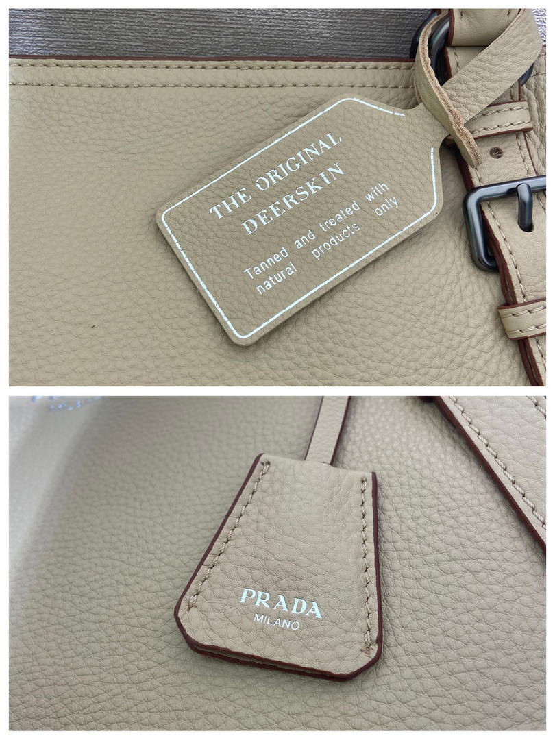 Prada Large leather tote bag 1BG602 Sand Beige