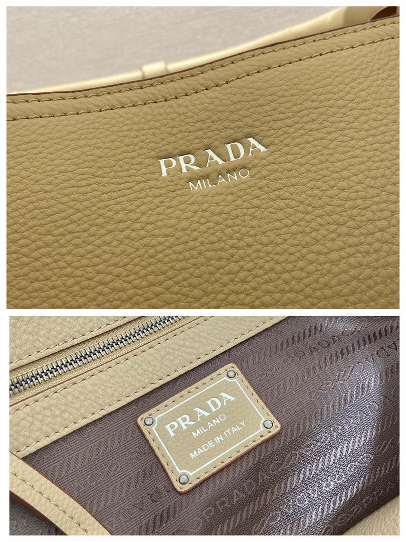 Prada Large leather tote bag 1BG602 Sand Beige