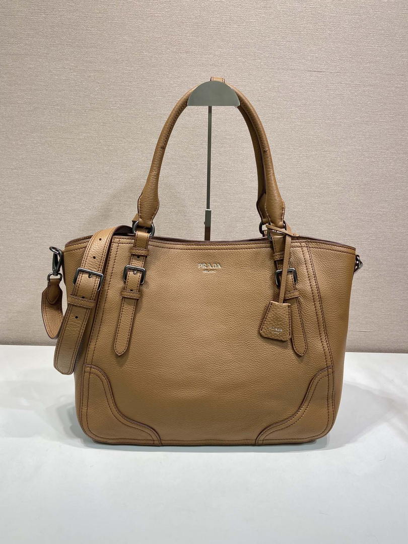 Prada Large leather tote bag 1BG602 Brown