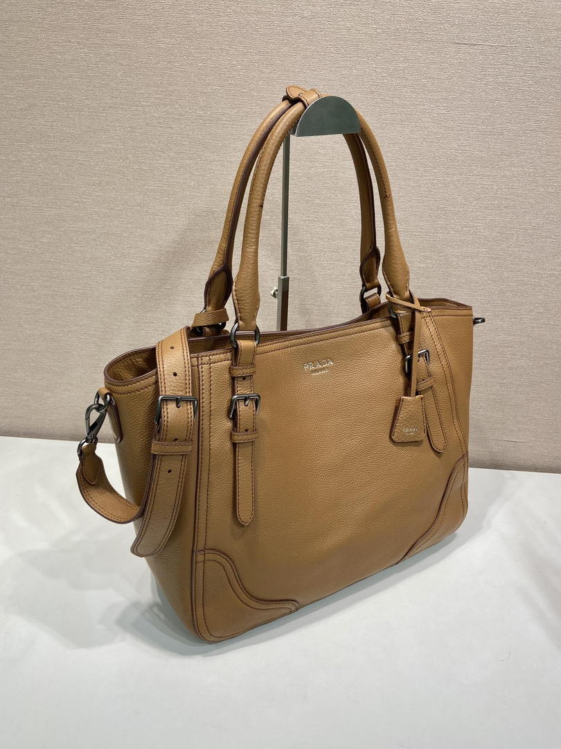 Prada Large leather tote bag 1BG602 Brown