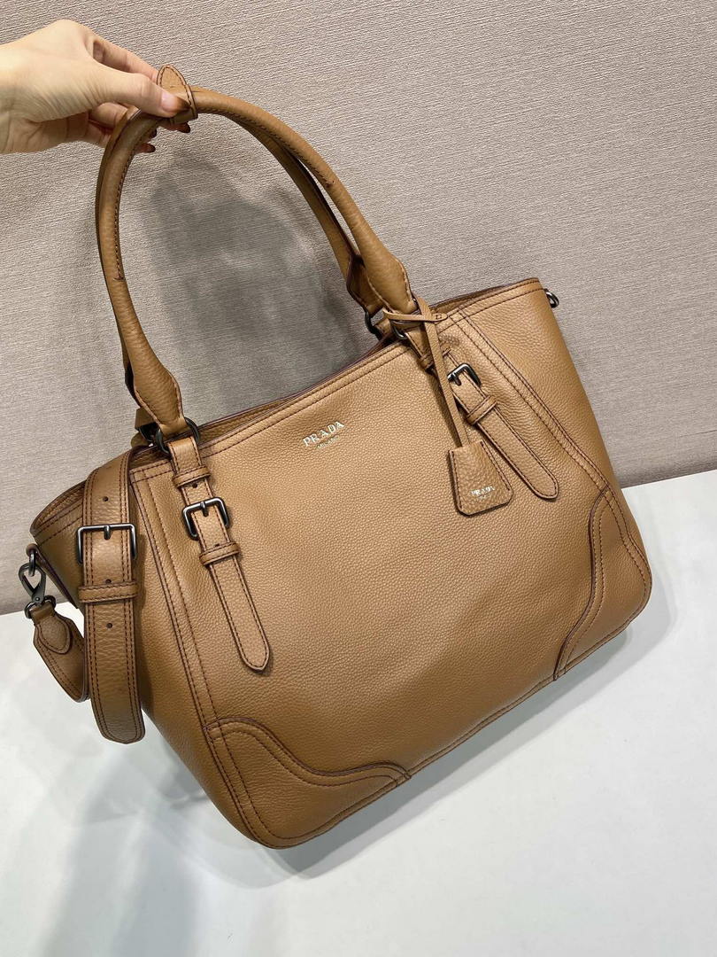 Prada Large leather tote bag 1BG602 Brown - Default Title - View 3