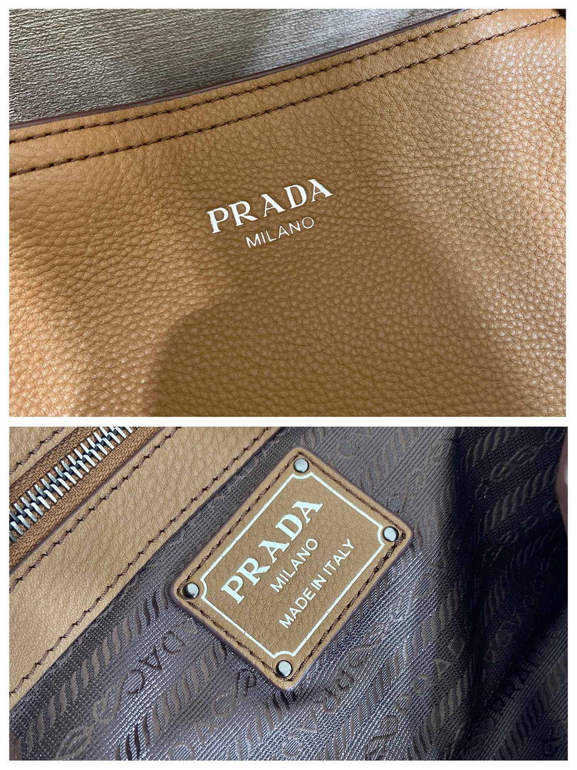 Prada Large leather tote bag 1BG602 Brown