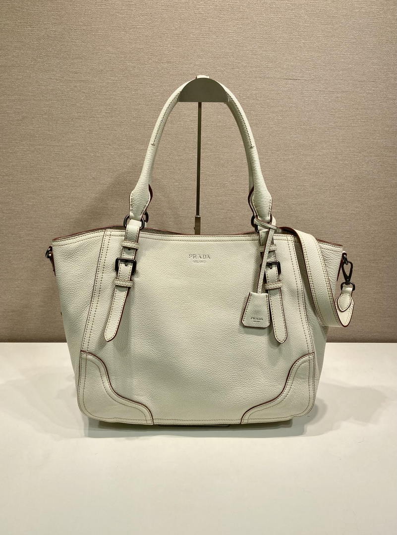 Prada Large leather tote bag 1BG602 White