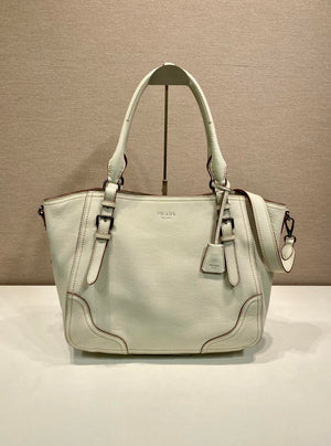 Prada Large leather tote bag 1BG602 White - Default Title - View 1