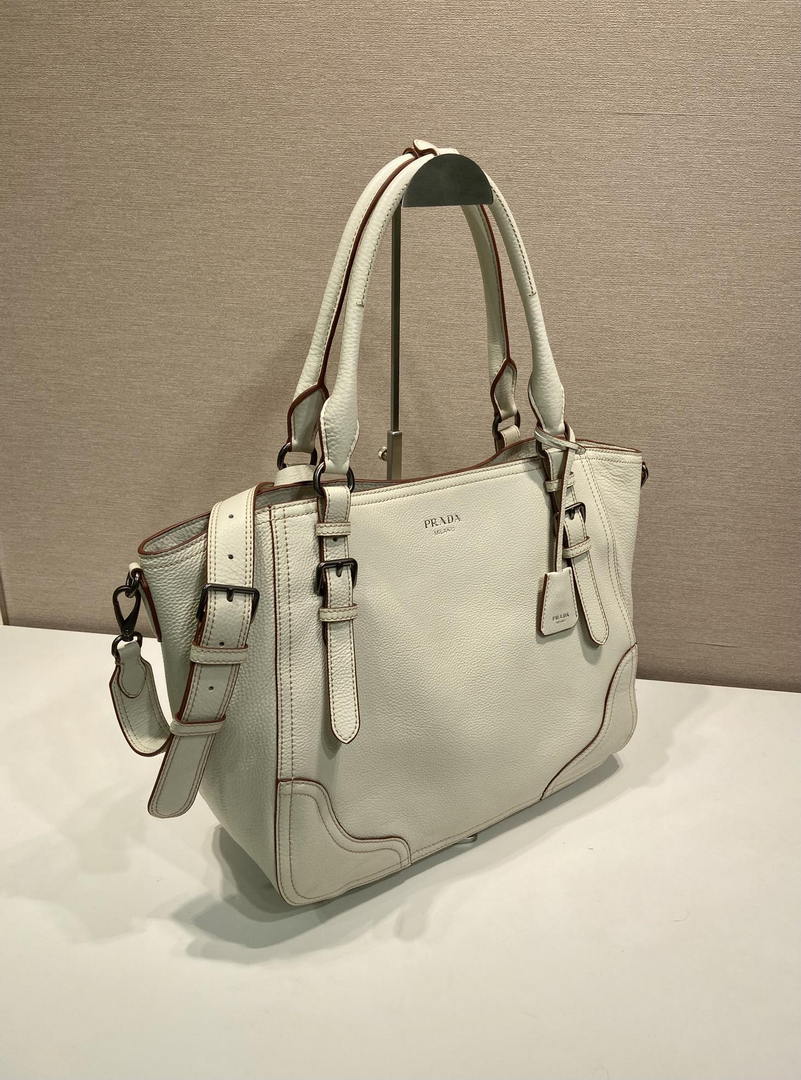 Prada Large leather tote bag 1BG602 White