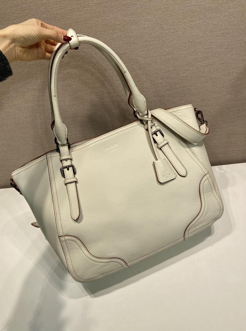 Prada Large leather tote bag 1BG602 White