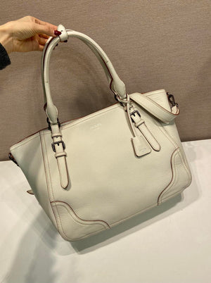 Prada Large leather tote bag 1BG602 White - Default Title - View 3