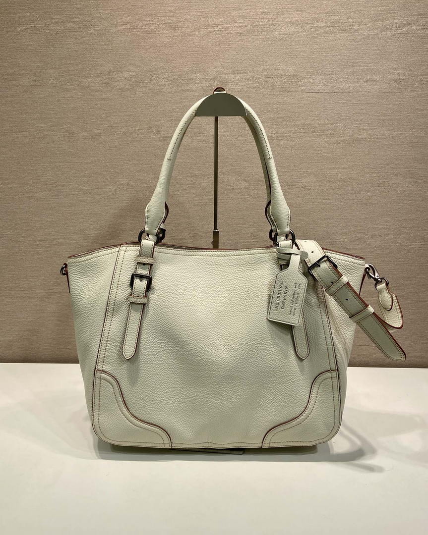 Prada Large leather tote bag 1BG602 White