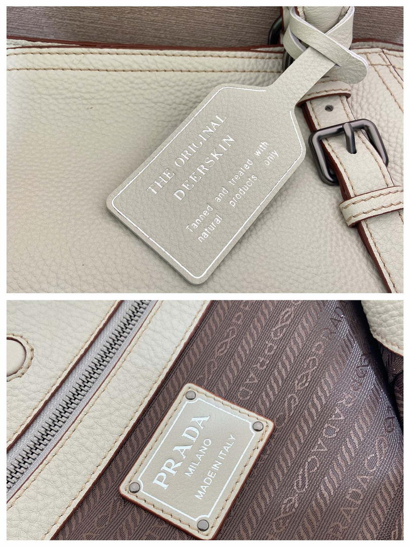 Prada Large leather tote bag 1BG602 White