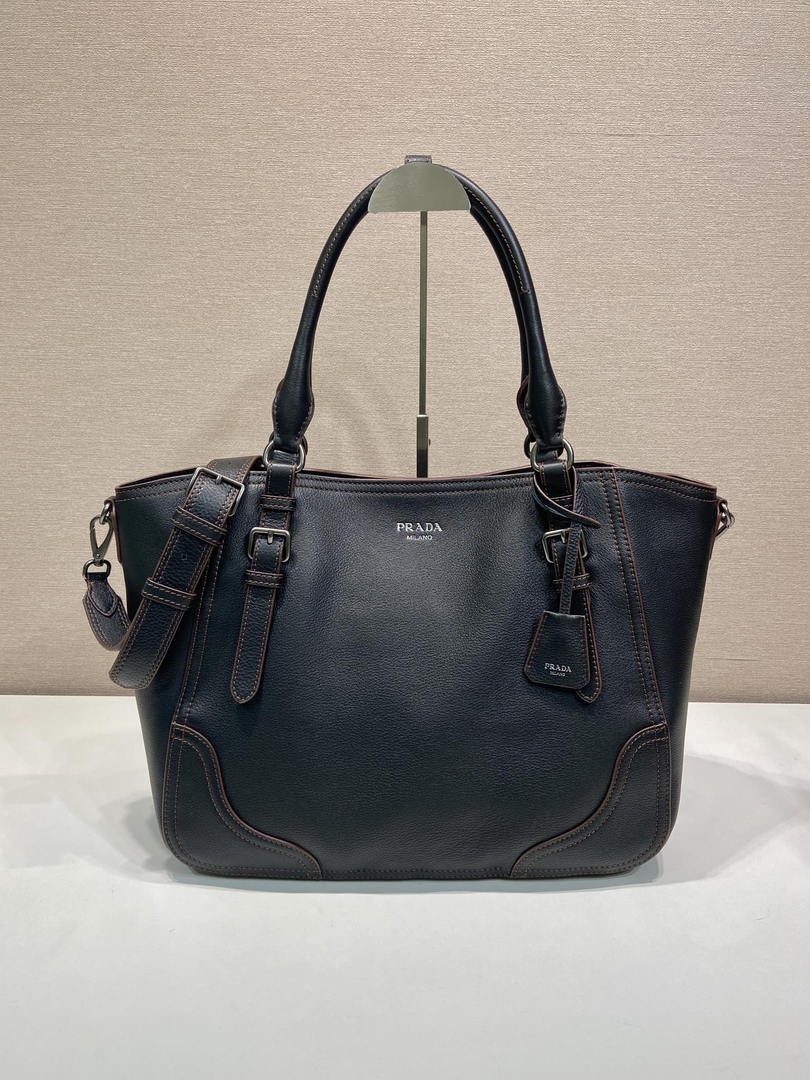 Prada Large leather tote bag 1BG602 Black