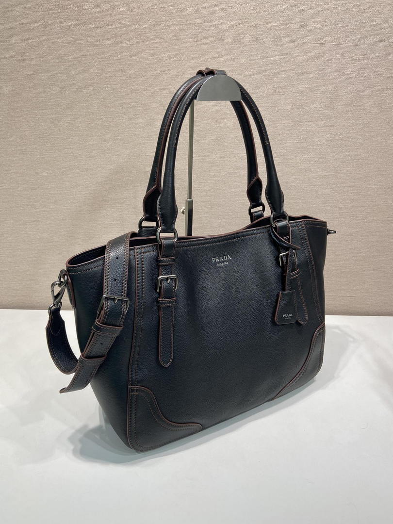 Prada Large leather tote bag 1BG602 Black