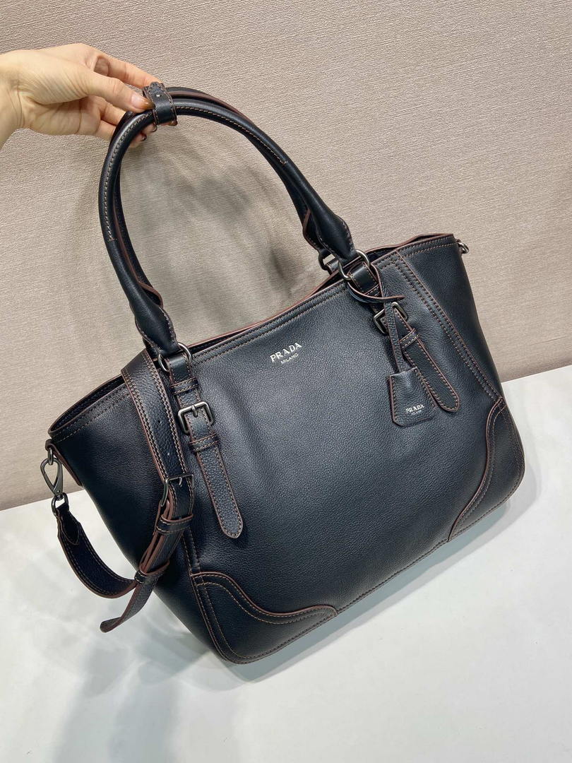 Prada Large leather tote bag 1BG602 Black