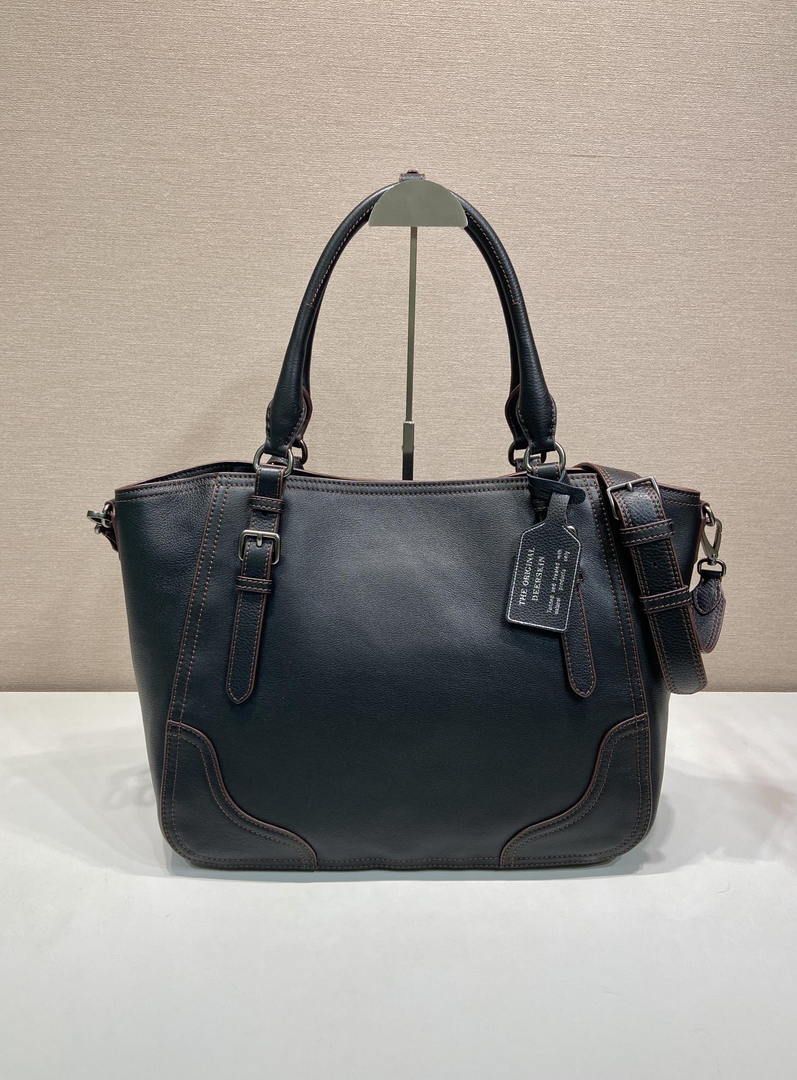 Prada Large leather tote bag 1BG602 Black