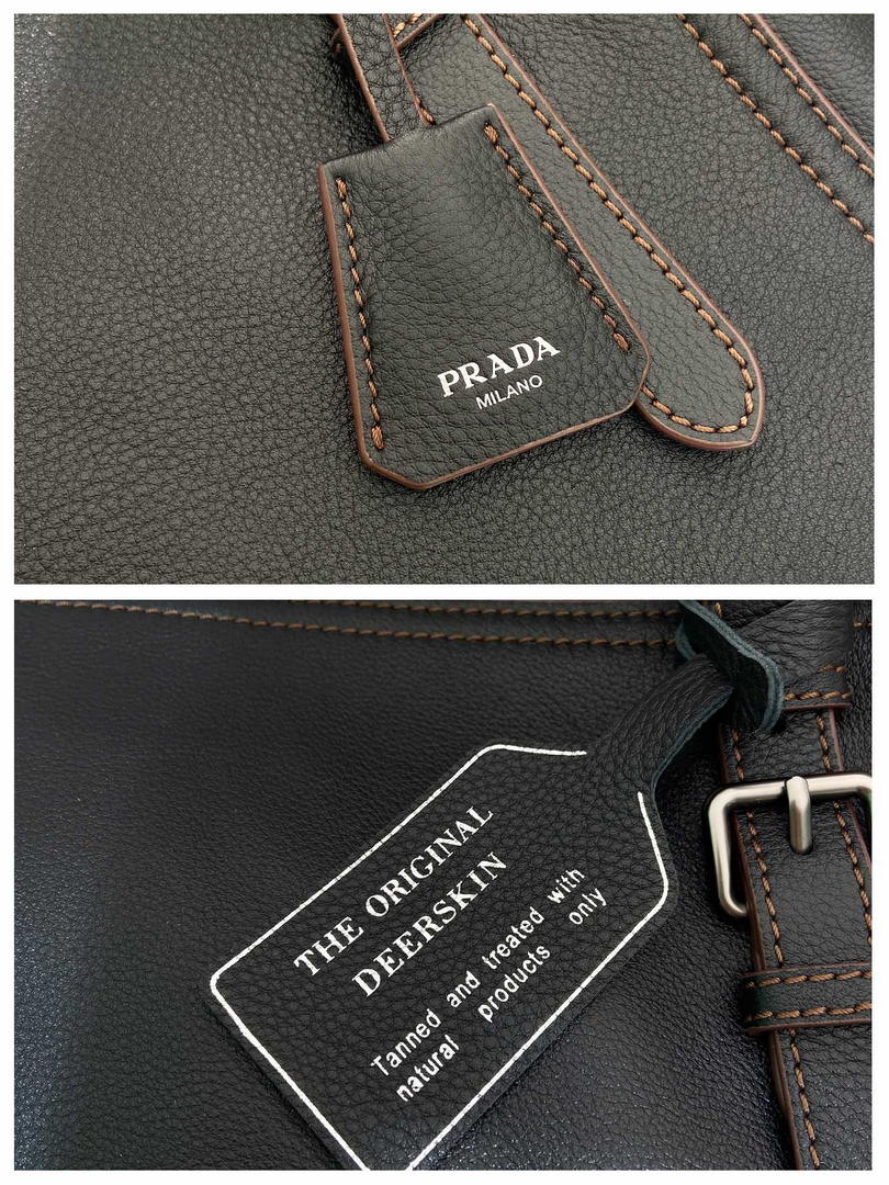 Prada Large leather tote bag 1BG602 Black