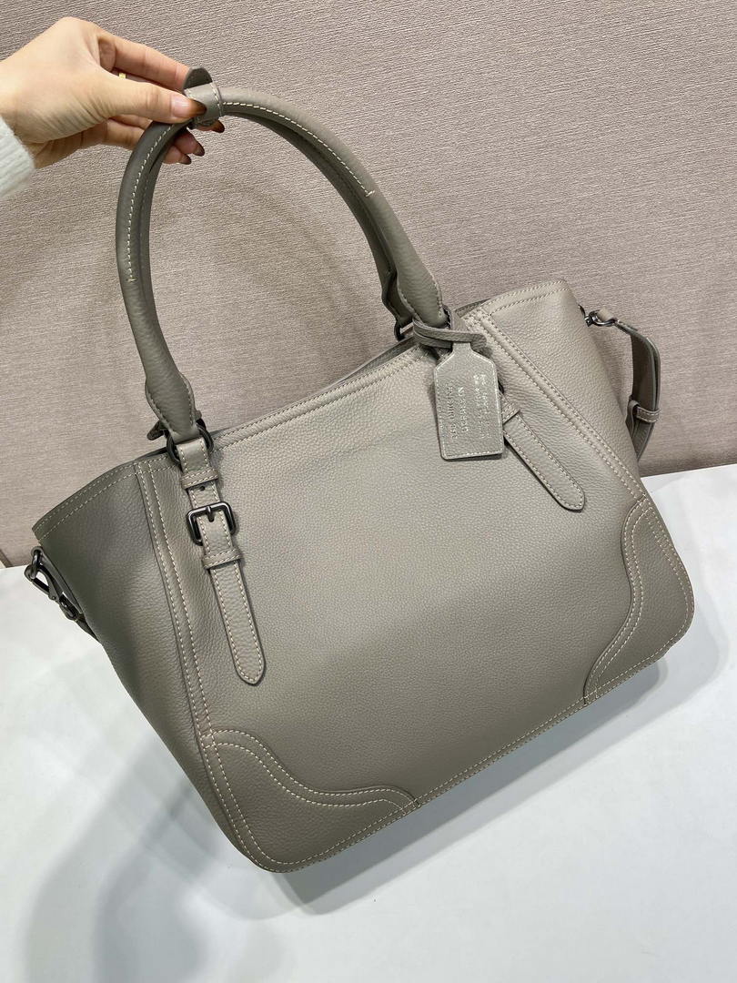 Prada Large leather tote bag 1BG602 Clay Grey