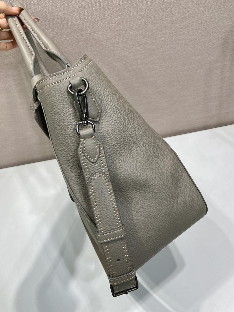 Prada Large leather tote bag 1BG602 Clay Grey